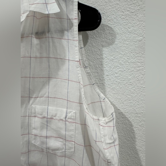 Frank & Eileen Fiona Sleeveless Button-Up Collared White Plaid Cotton Shirt XS - Picture 5 of 15